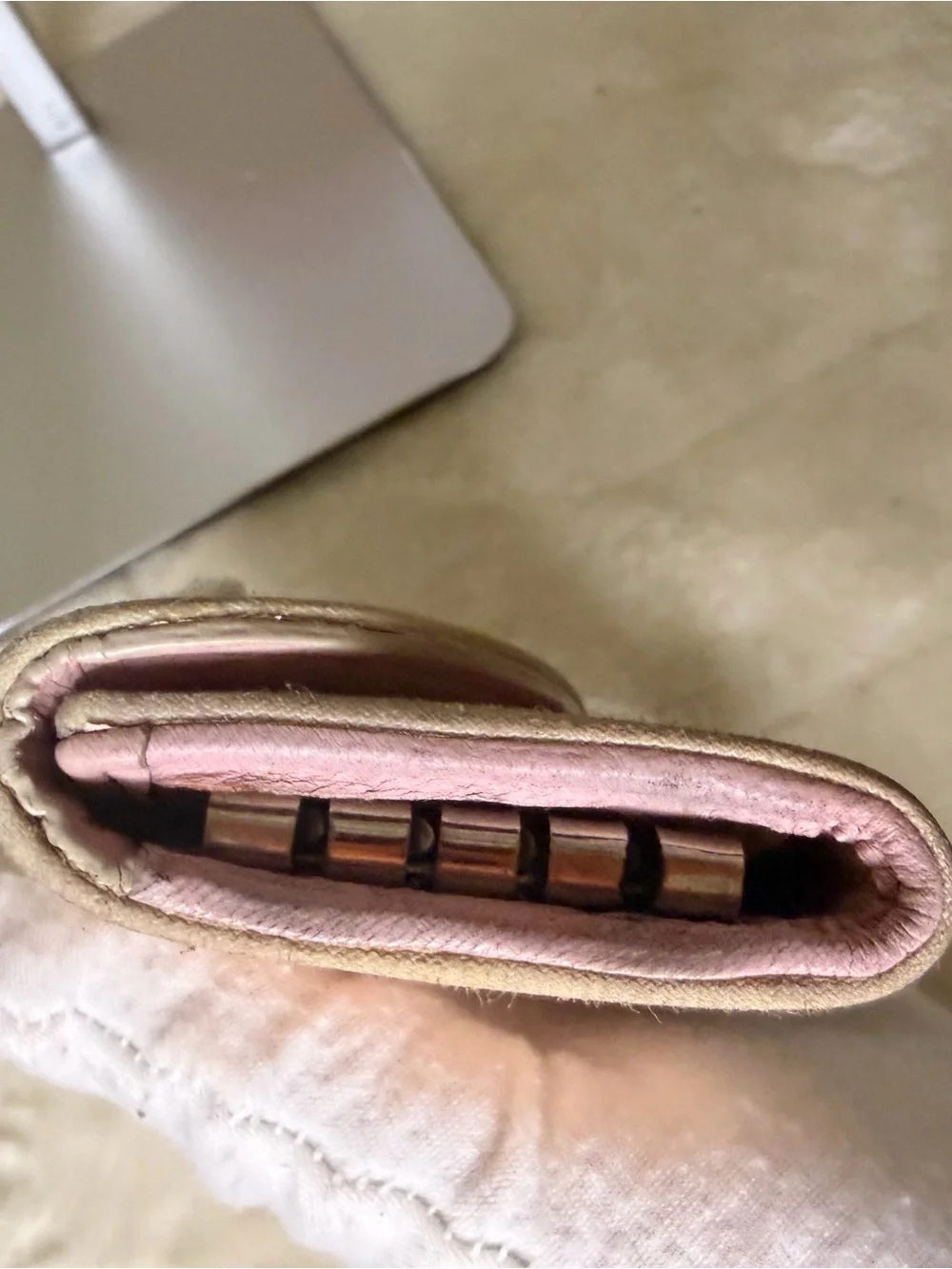 Christian Dior Vintage Trotter Key Case in Pink with Silver 'D'